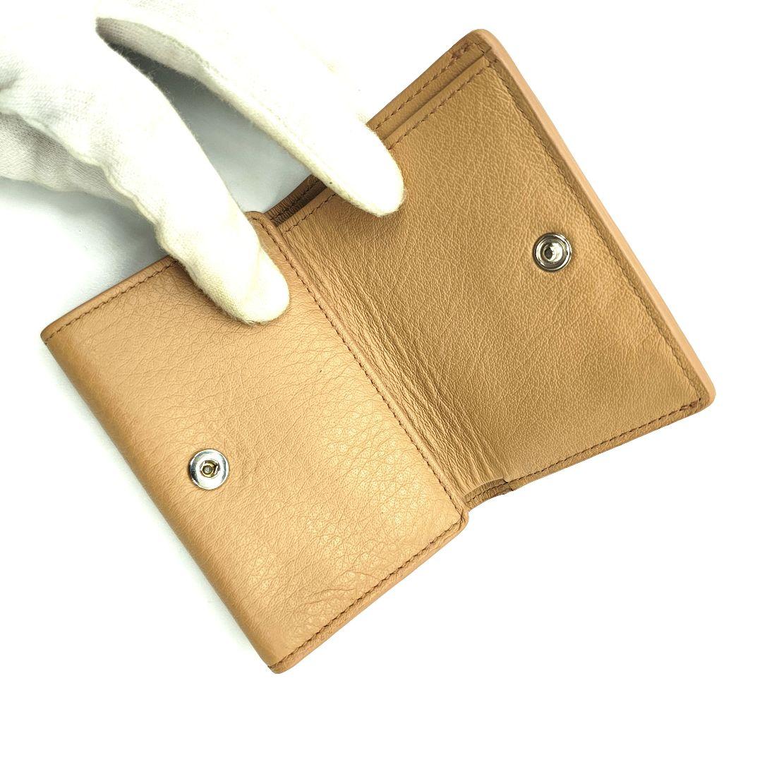 極美品 バレンシアガ 三つ折り財布 ペーパーミニウォレット ベージュ