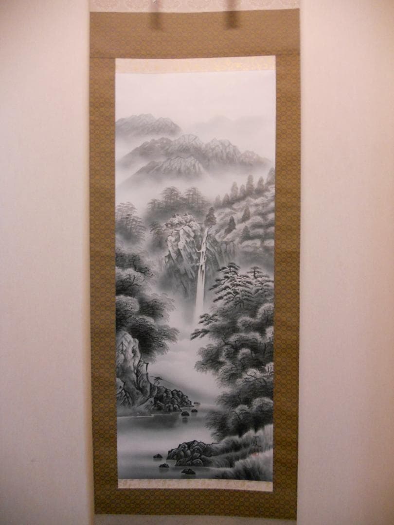 掛け軸 高井一鳳 秋景山水 絹本 希少 軸装 茶道具 掛軸 美品 です。