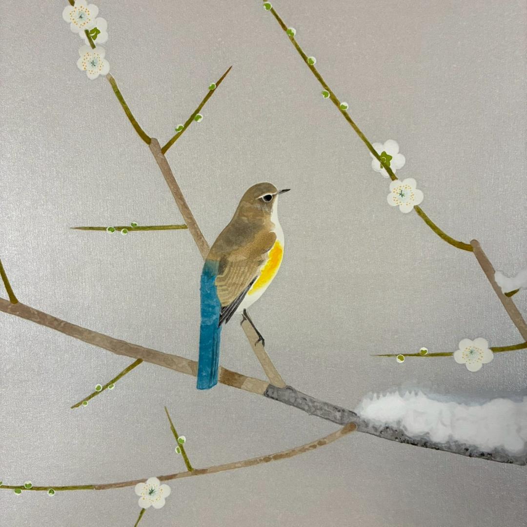 美品 上村淳之「早春」木版画 直筆サイン・印章・発行証有 上村松園の