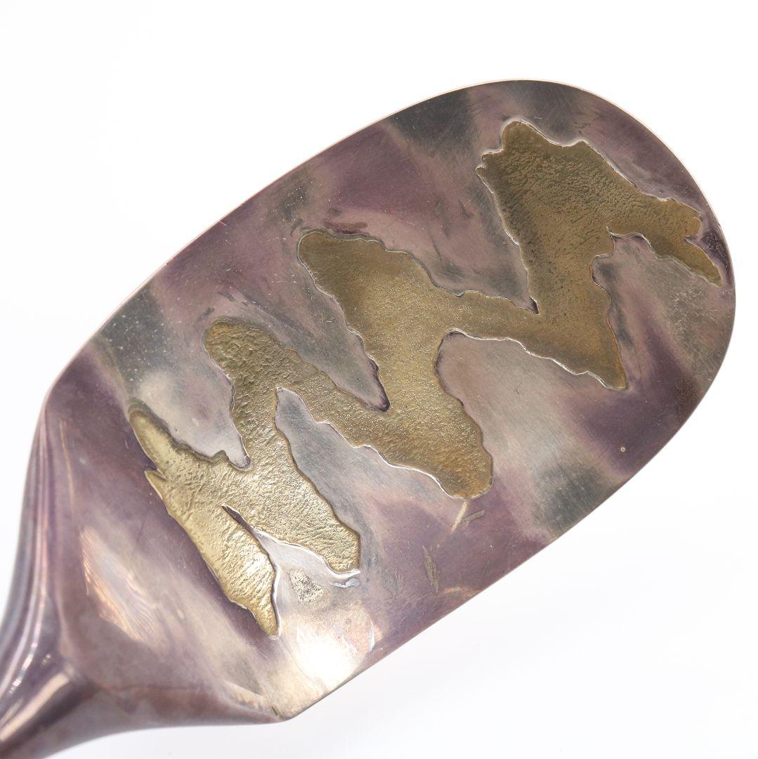 木村清雲造 鵬雲斎好写 南鐐瑞雲象嵌入炉用灰匙