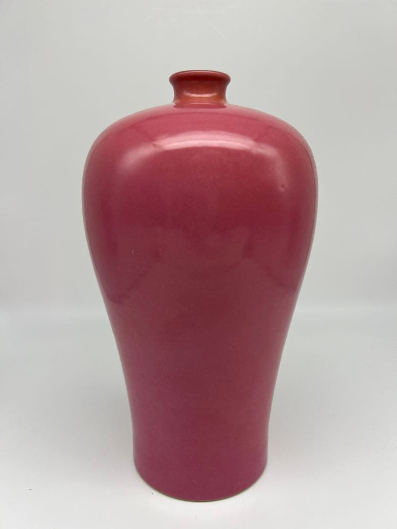 中国民国〜50年代の胭脂紅梅瓶唐物古美術品　江戸アンティーク骨董コレクション青磁