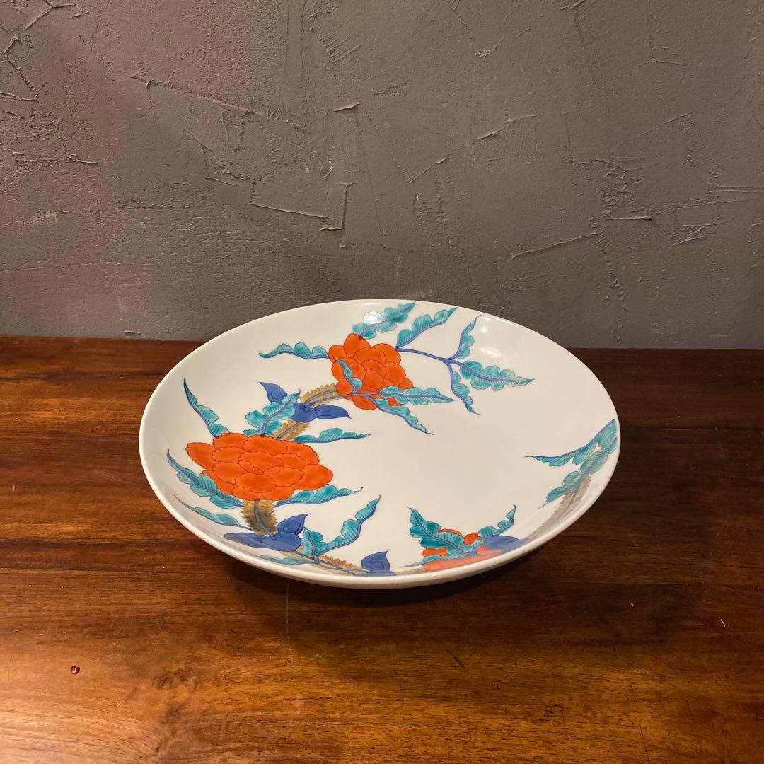 有田焼 色鍋島高台皿 船津彩雲 31cm大皿 共箱付き 古伊万里 骨董品