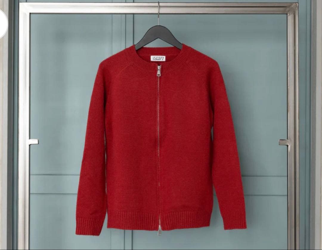 未使用新品 COMFY 岩岡徹 ジップカーディガン 赤