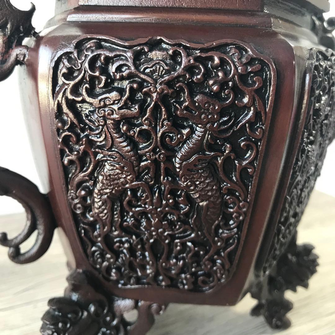 高岡銅器 米田秀保 香炉 蝋型 龍耳 麒麟摘み 麒麟 龍 三つ足