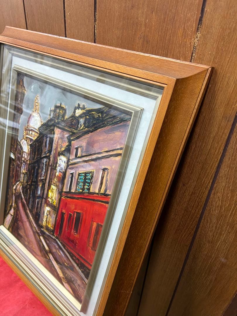 絵画 市村司 原画 直筆サイン 風景画 サンリュスチック通り 額の裏