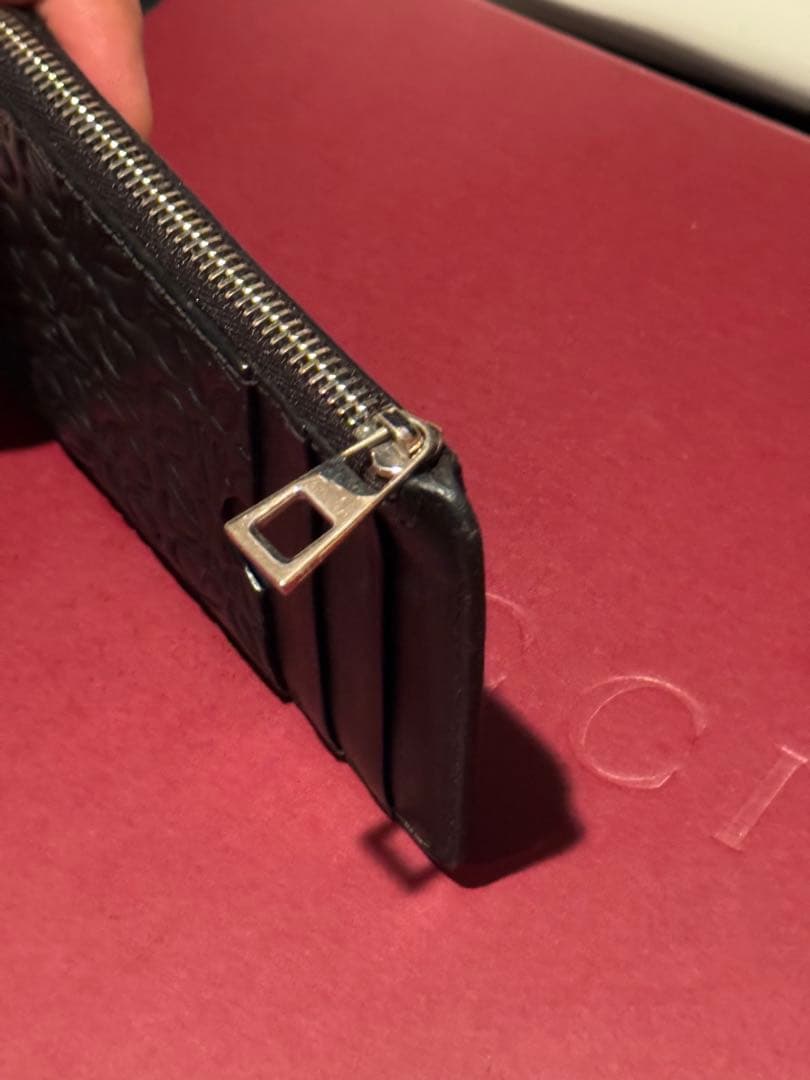 ロエベ　フラグメントケース　ケース　アナグラム　型押し　ブラック