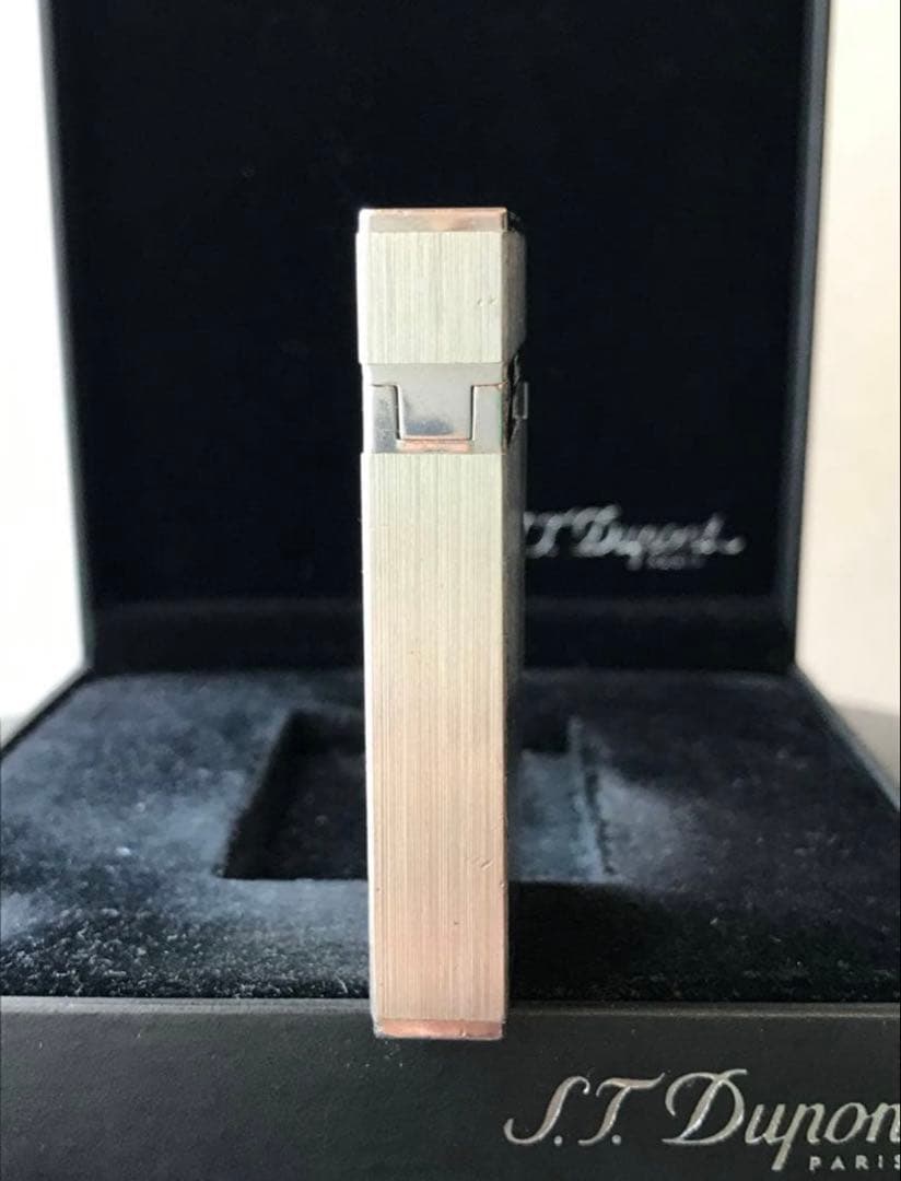 開閉音あり　快音キィーーン　デュポン　ガスライター　シルバー　ライン２