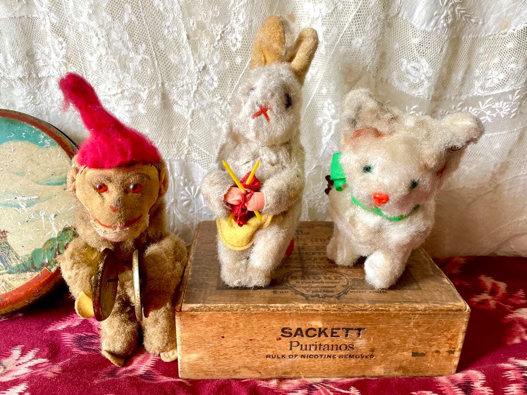 編み物うさぎ ゼンマイおもちゃ 旧西ドイツワグナー社製ドイツ