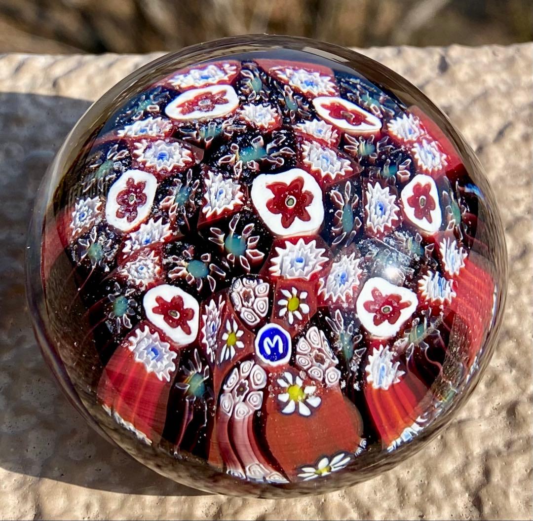 ベネチアングラス ムラノ ガラスペーパーウェイト ミルフィオリ 文鎮