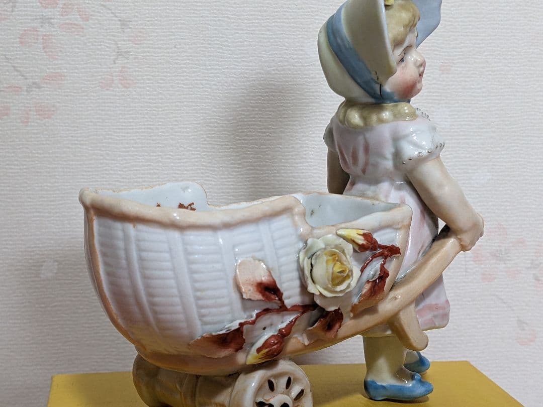 ♦明治時代 アールヌーボー 西洋アンティーク 陶磁器人形 宝石箱 骨董品