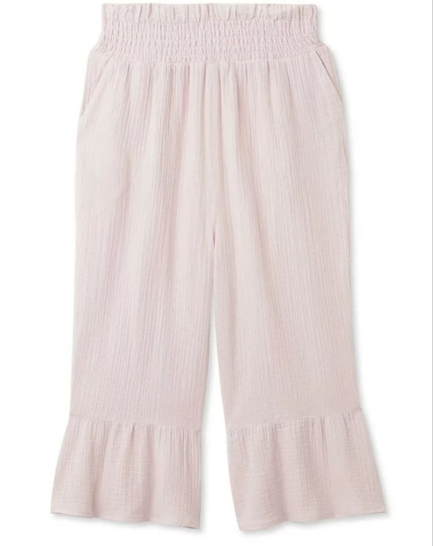 【美品】ジェラートピケ マタニティガーゼ プルオーバー＆ロングパンツセットピンク