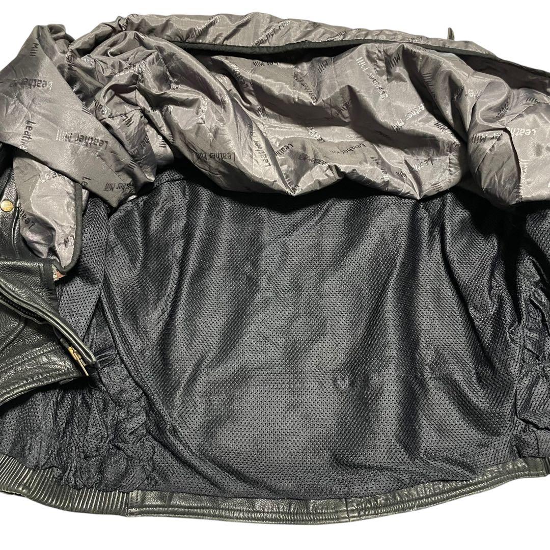 超大きいサイズ×本革】リアルレザーシングルライダースジャケット USA 黒4L