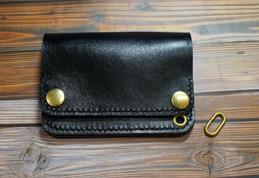 ショートトラッカーウォレット 三層　馬革 茶芯　真鍮 トラッカーウォレット