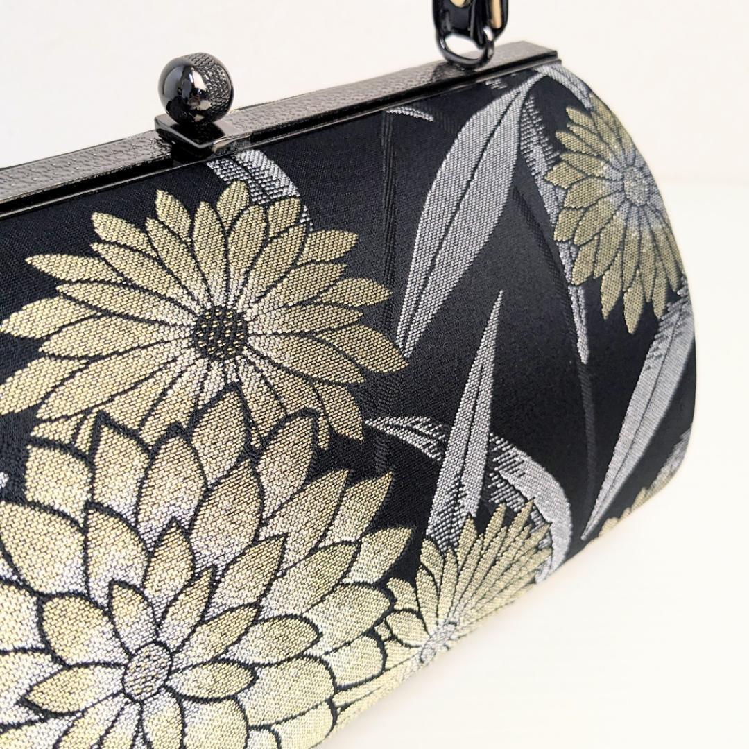 和装 草履バッグセット 帯地 黒×金 3枚芯 フリーサイズ k19-3