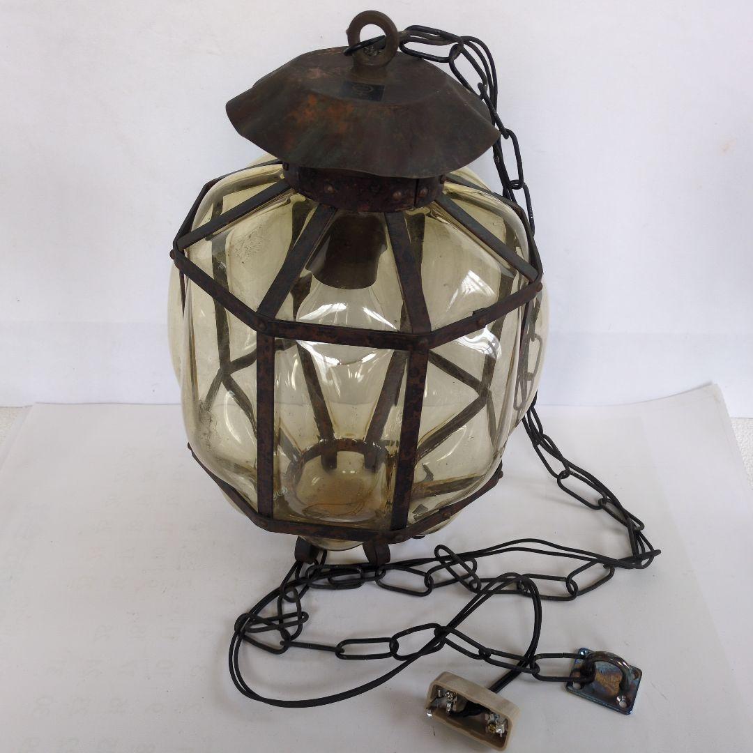 昭和レトロ ペンダントライト 古いガラス瓶 飴色 アンティーク