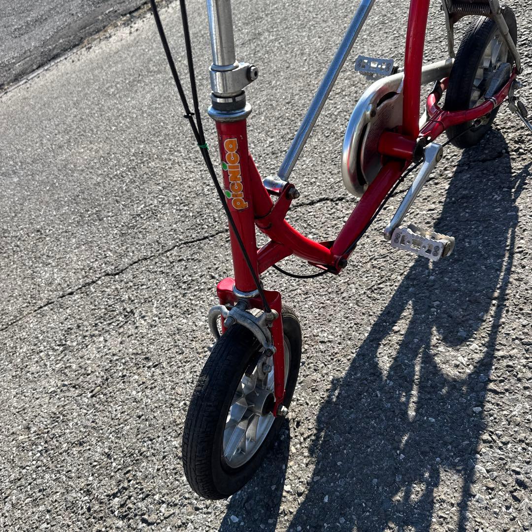 ブリヂストン、折りたたみ自転車 赤 スチールフレーム￼、ワンタッチ