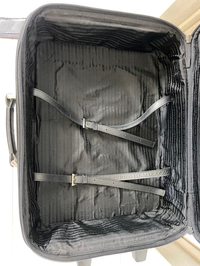 PRADA スーツケース ナイロン 三角ロゴプレート キャリーケース 黒 レザー