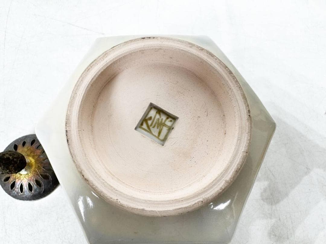 加藤卓男 ラスター彩 香炉 純銀製火屋 茶道具 骨董 古美術 美術品