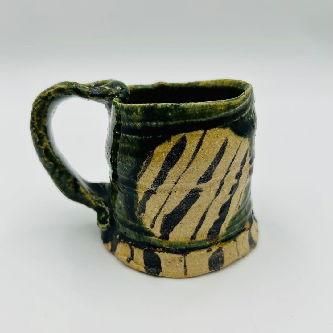 鈴木五郎 織部カップ】 マグカップ コーヒーカップ 珈琲碗 共箱