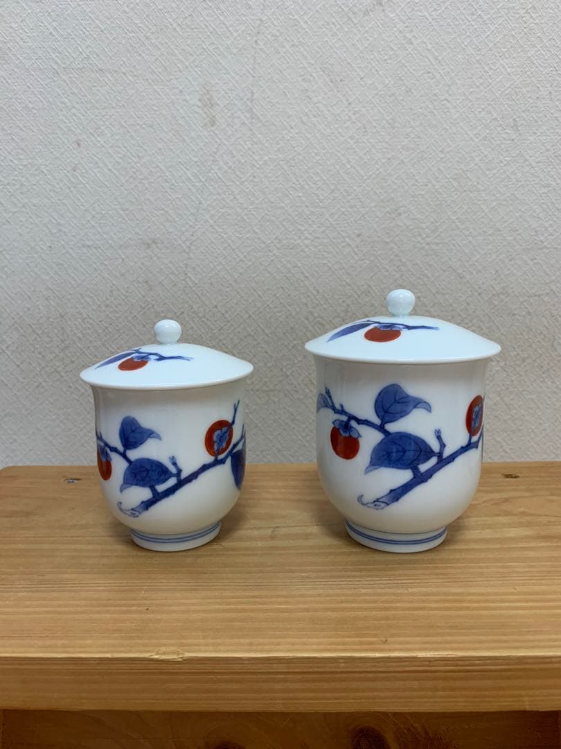 B99b 14代酒井田柿右衛門「錦宝文 湯呑」共箱 茶道具 宝