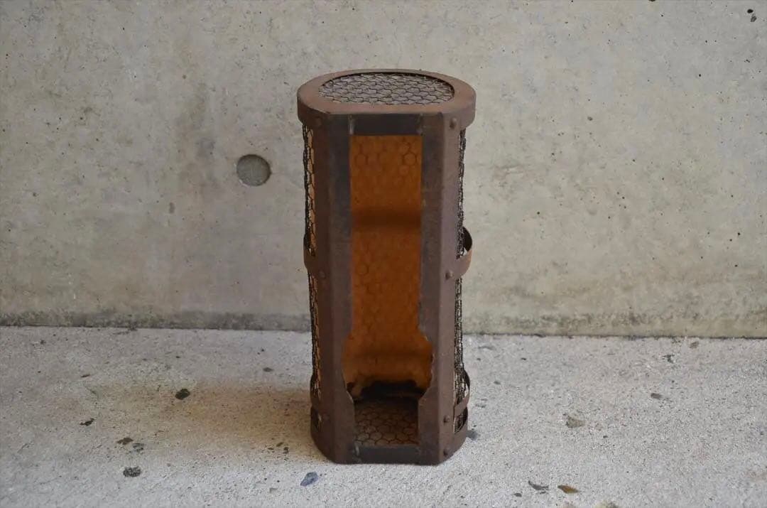 明治時代 鉄製 筒型行燈 置行燈 骨董品 オブジェ アンティーク レトロ