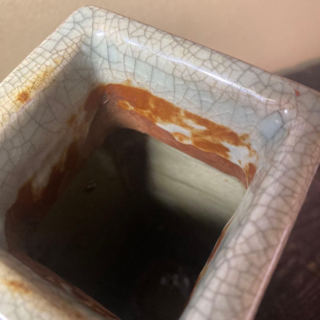 中国古玩 青磁色絵花瓶10cm25cm