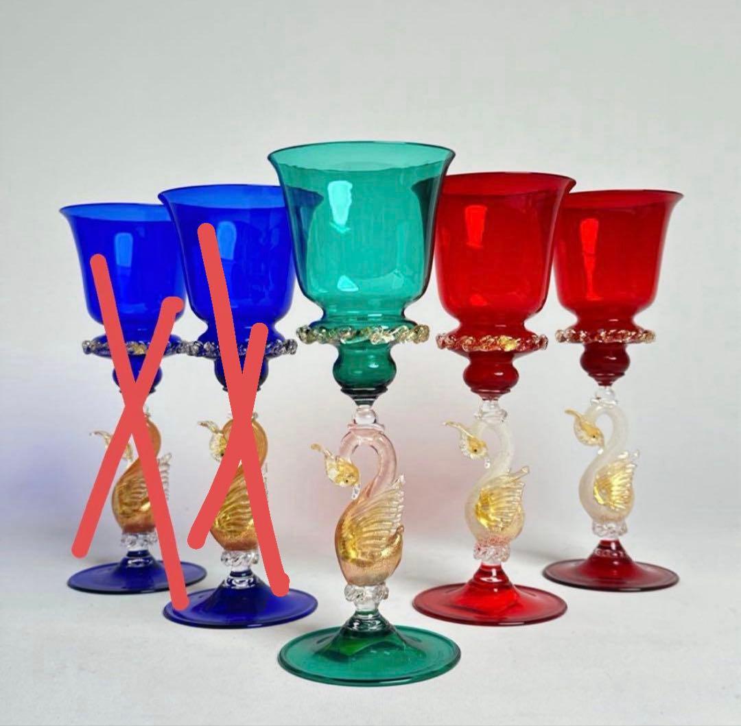 超希少】Elite Mrano ヴェネチアンガラス ムラーノガラス 金彩 白鳥