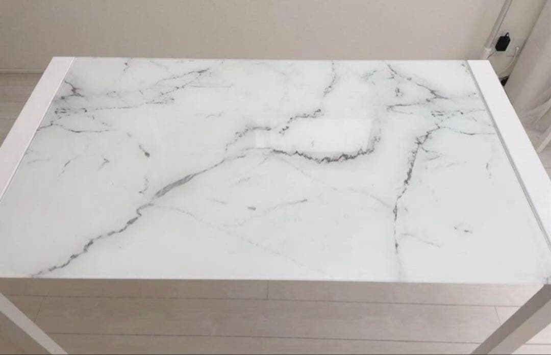 ニトリ エスペルト 伸長式 ガラステーブル ホワイト 美品 モダン インテリア