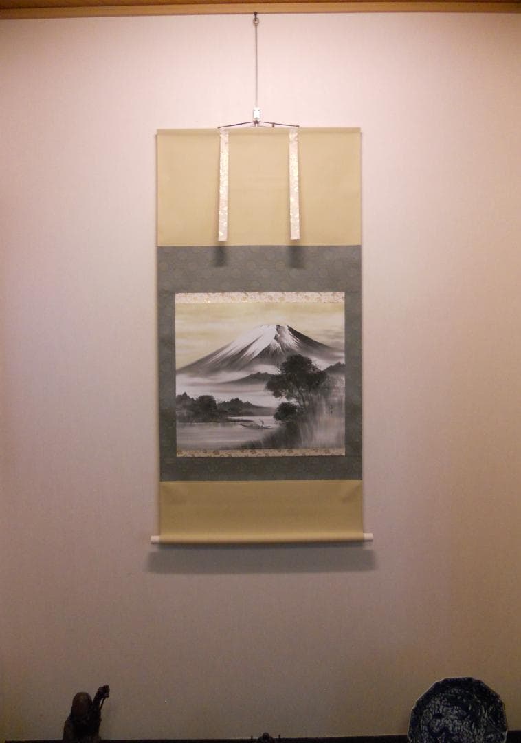 オリジナルおもちゃ・ホビー・グッズ - 掛け軸 渡辺玉豊 富士山湖 絹本