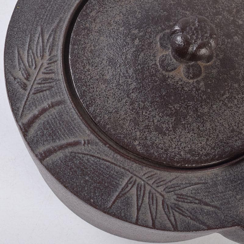 茶道具　人間国宝　釜師　高橋敬典作　竹文　銚子　陶器蓋付　共布共箱　MR9017