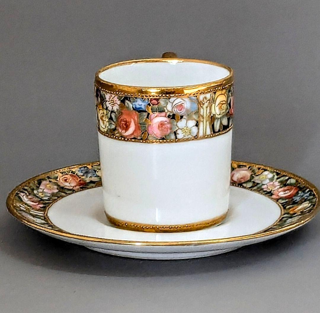 オールドノリタケ 薔薇百花繚乱金盛上陽刻 アンティ―クキャビネット カップ