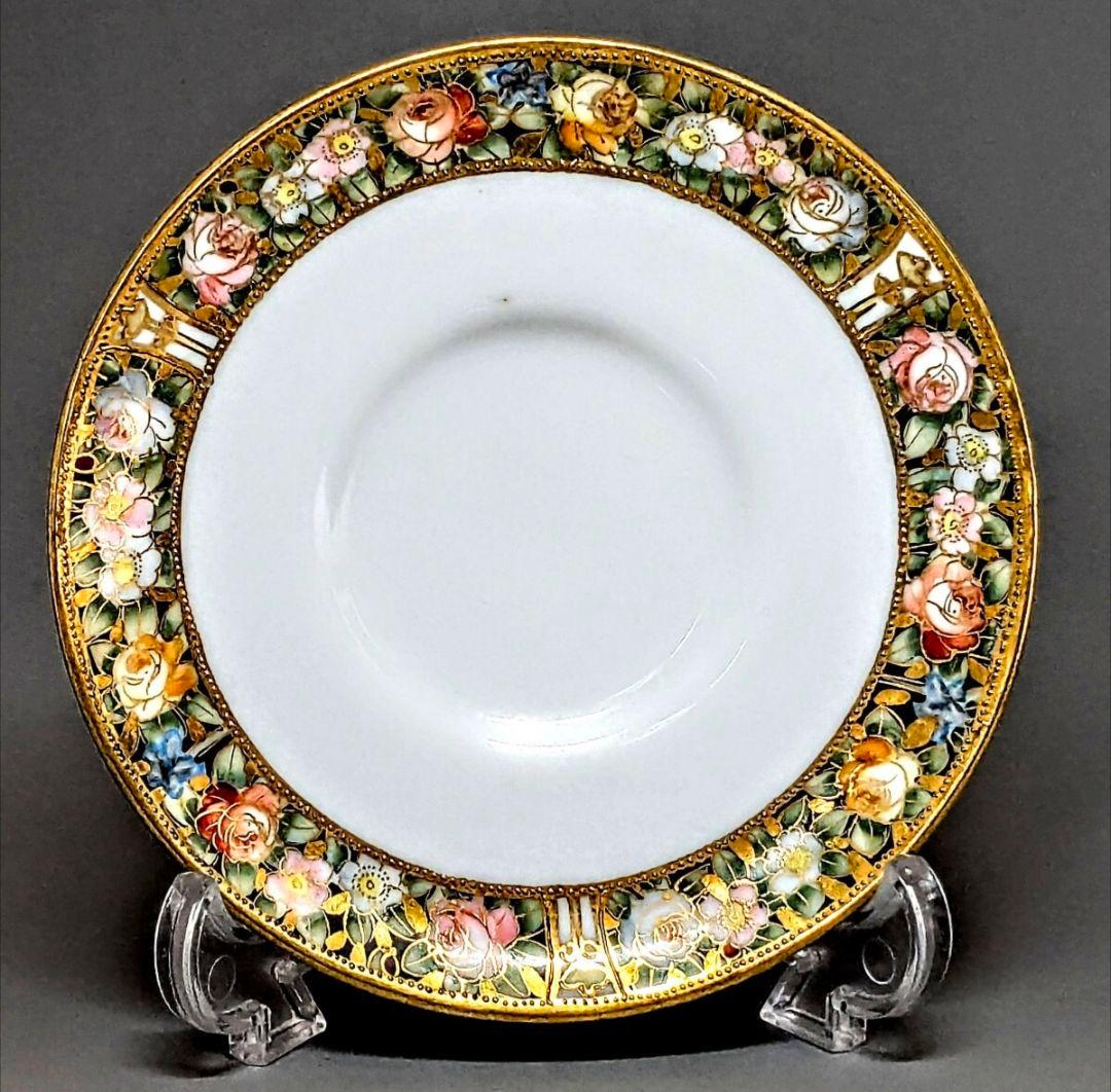 オールドノリタケ 薔薇百花繚乱金盛上陽刻 アンティ―クキャビネット カップ