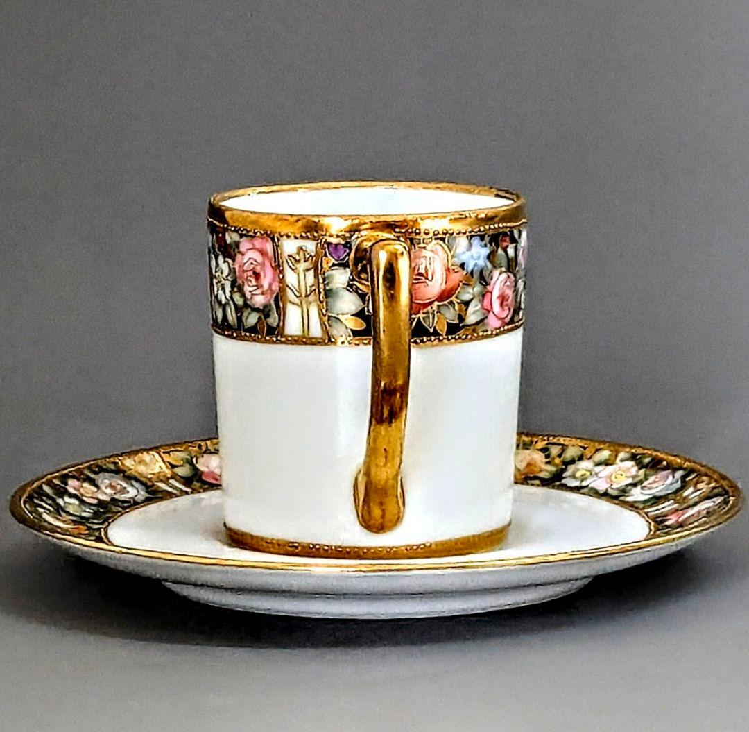 オールドノリタケ 薔薇百花繚乱金盛上陽刻 アンティ―クキャビネット カップ