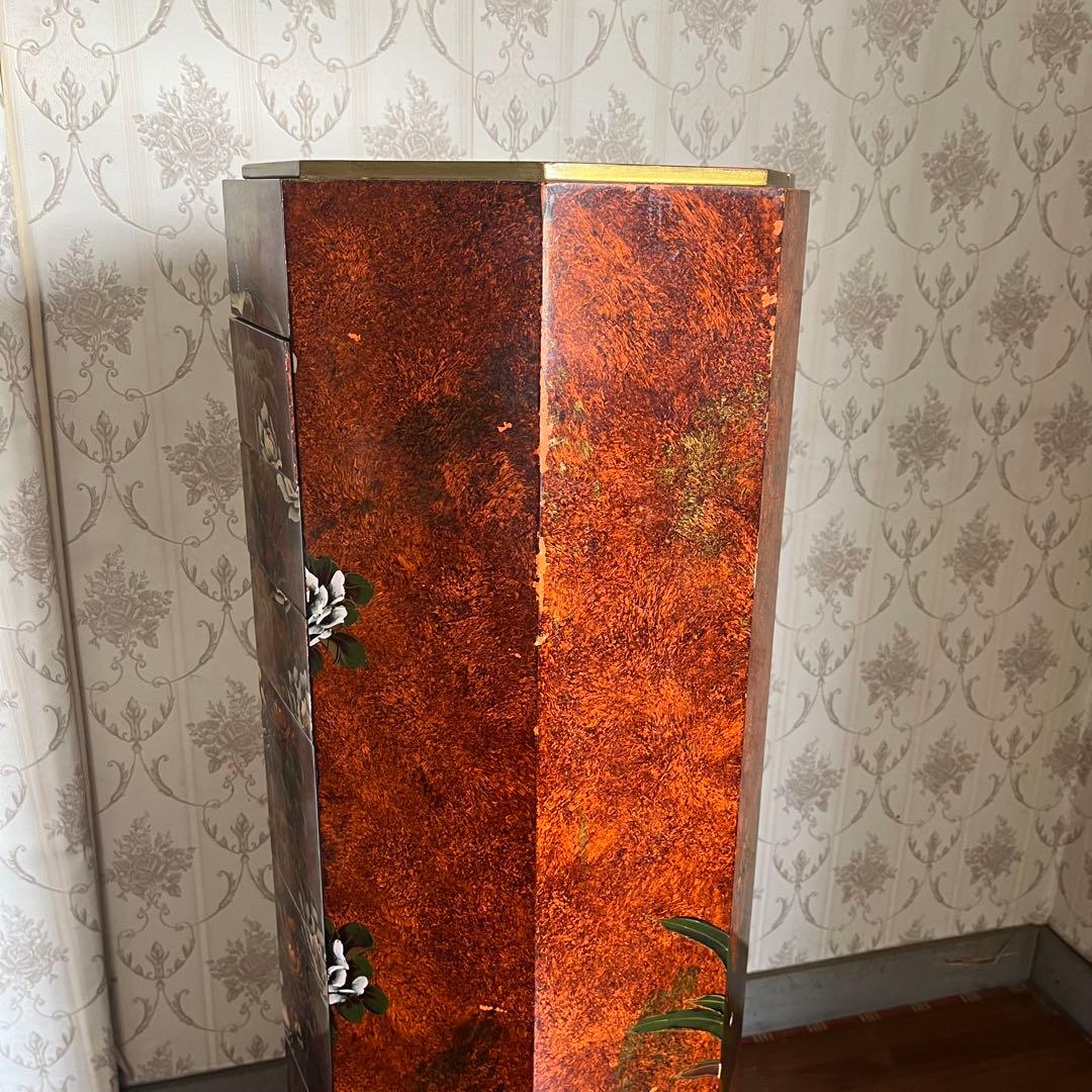 アンティーク】中国家具 宝石棚 花鳥画 箪笥 チェスト 8杯 飾り棚 古家具