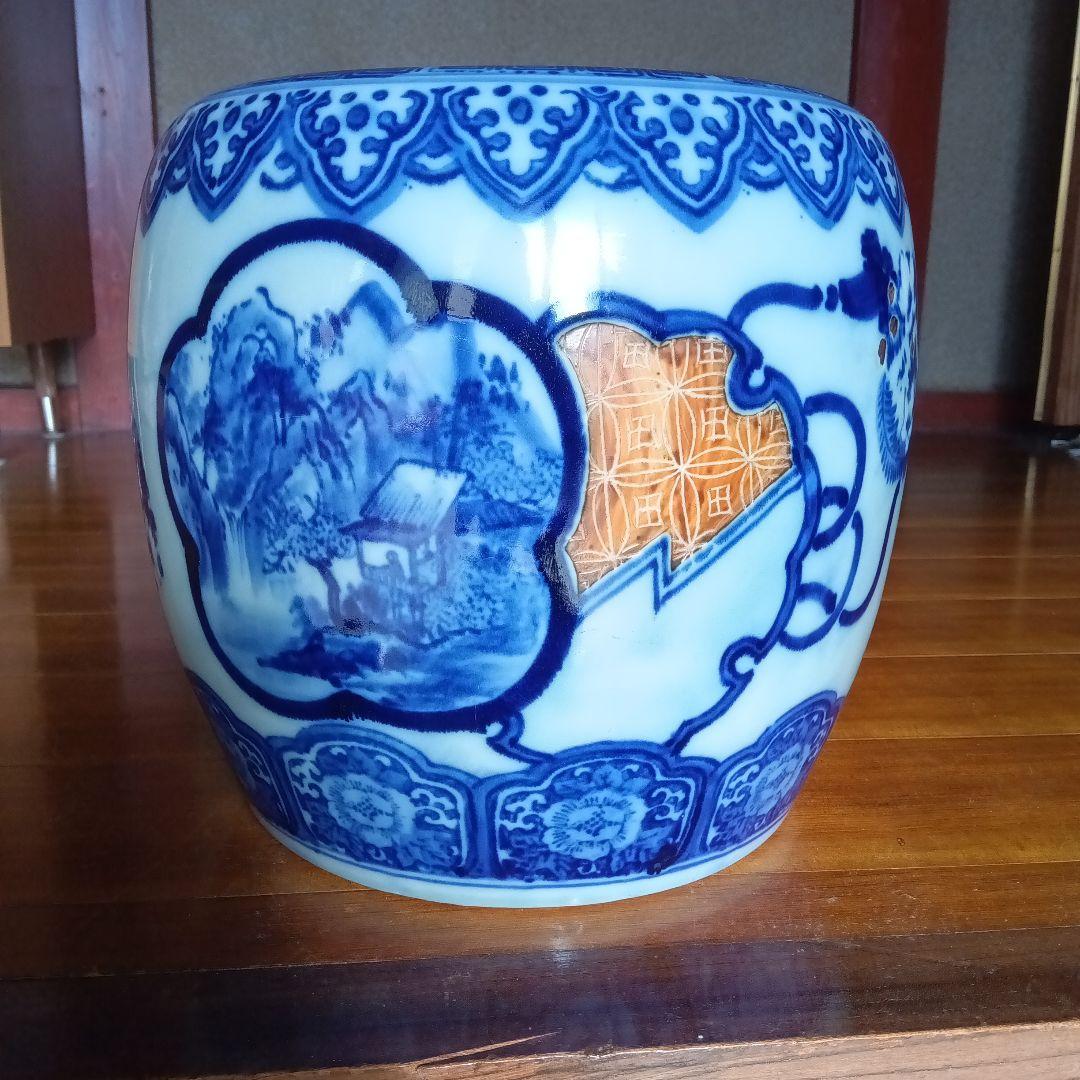 青白い山水画の火鉢No.2 骨董 レトロ - メルカリ