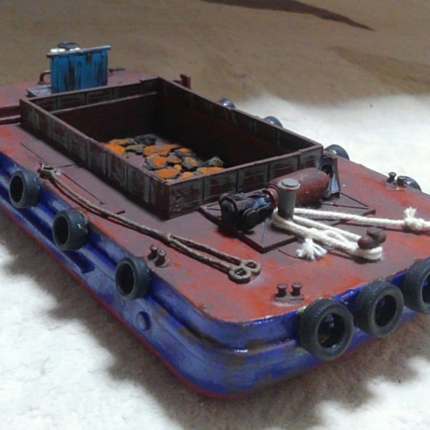 ワンオフ】HO 完成品 艀 はしけ バージ 船 ストラクチャー サルベージ