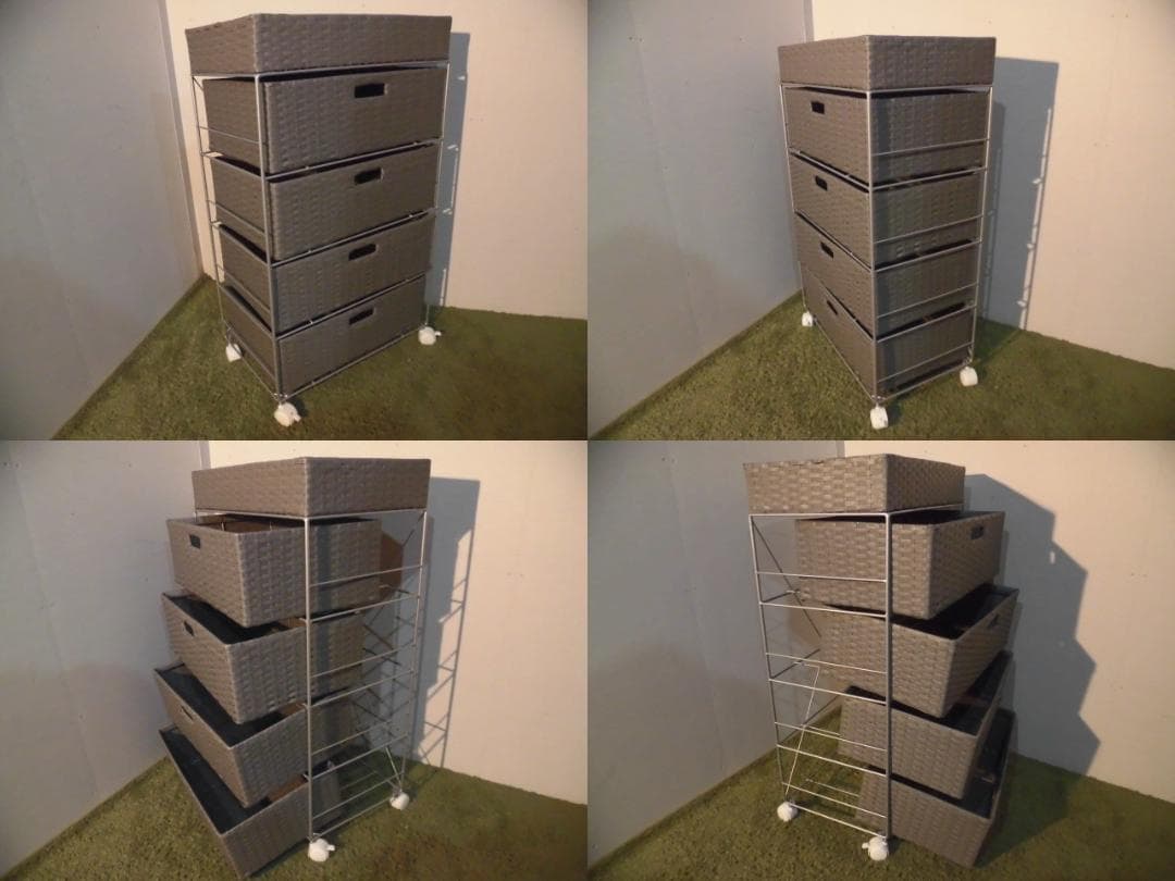 【全国一律送料無料・新品】ラタン風★サニタリー★ランドリーチェスト【グレー】