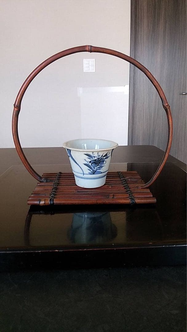 竹細工茶道具古道具竹花台そば猪口古竹