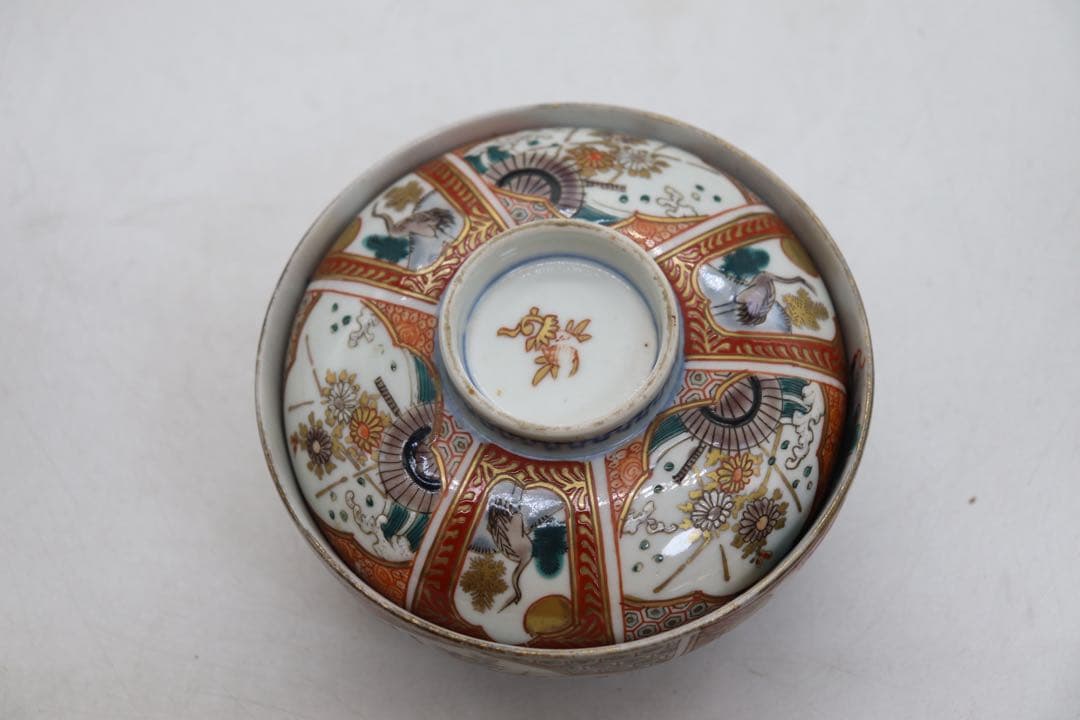 江戸　伊万里錦絵　蓋茶碗5点① アンティーク　送料込み251112