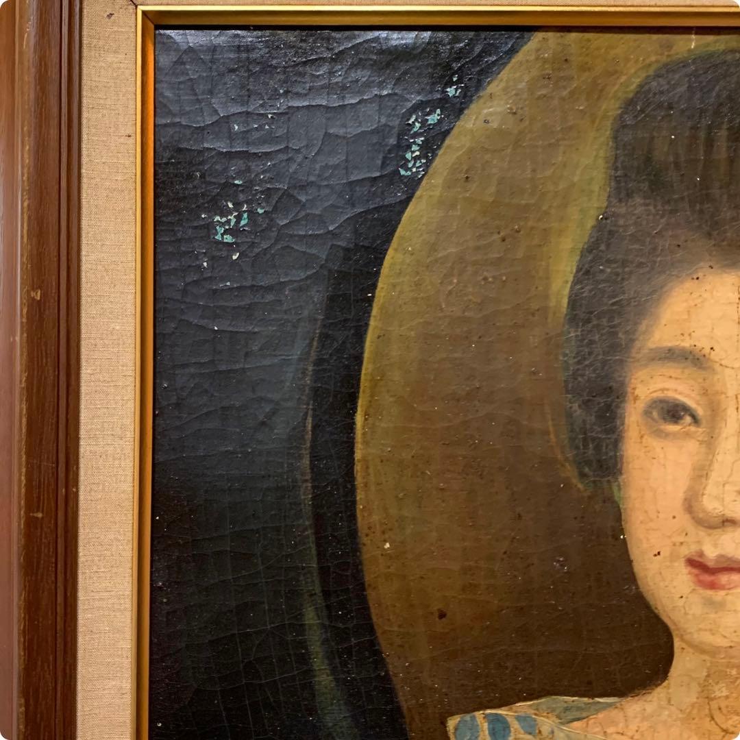 超希少 第一回文化勲章 鑑定書有り 岡田三郎助 油彩肉筆画 F8当時物 円