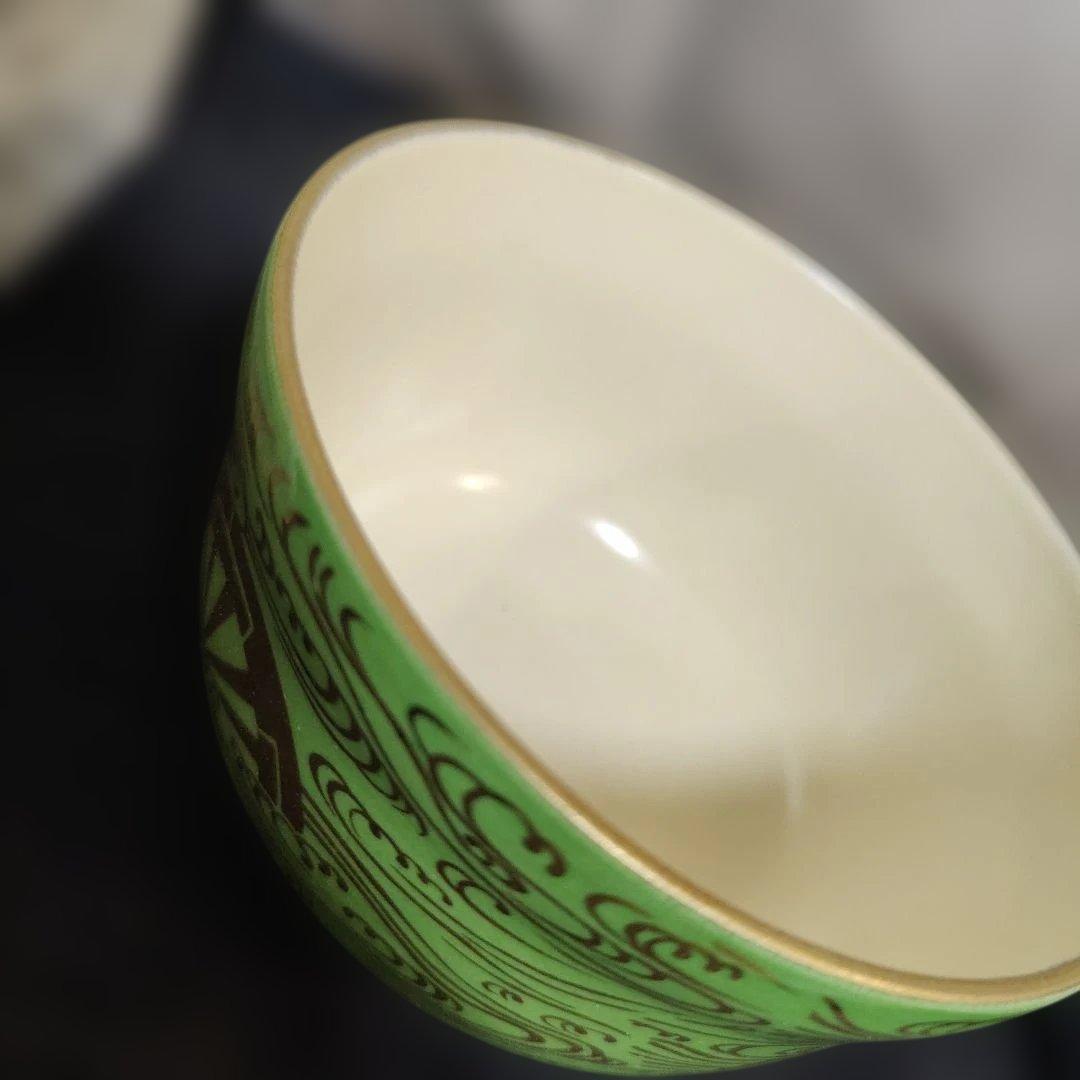 京焼 清水焼 宮地英香 造 茶碗 金色