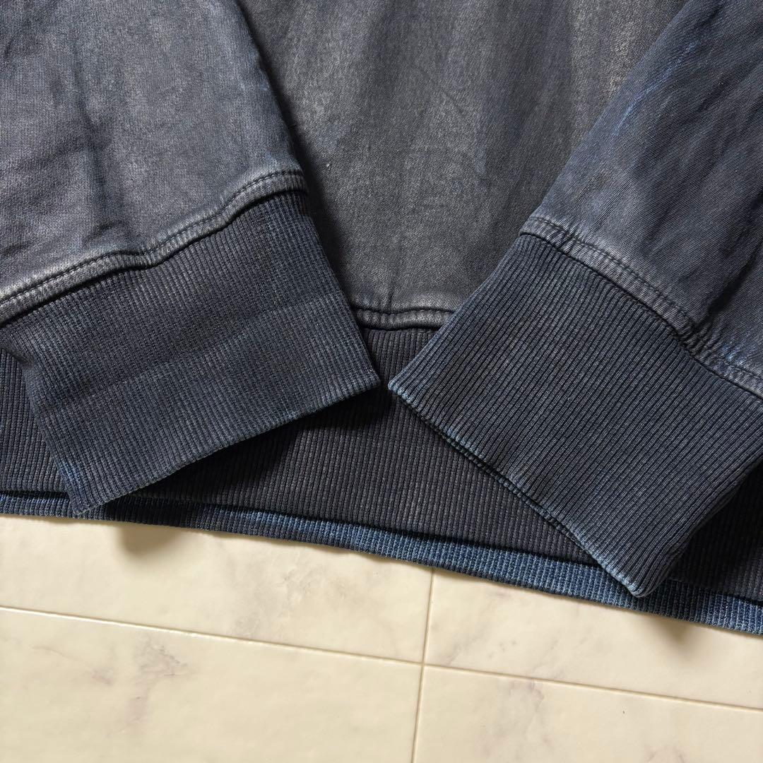 現行 DIESEL Dロゴ刺繍 デニム プルオーバー パーカー M タグ付属