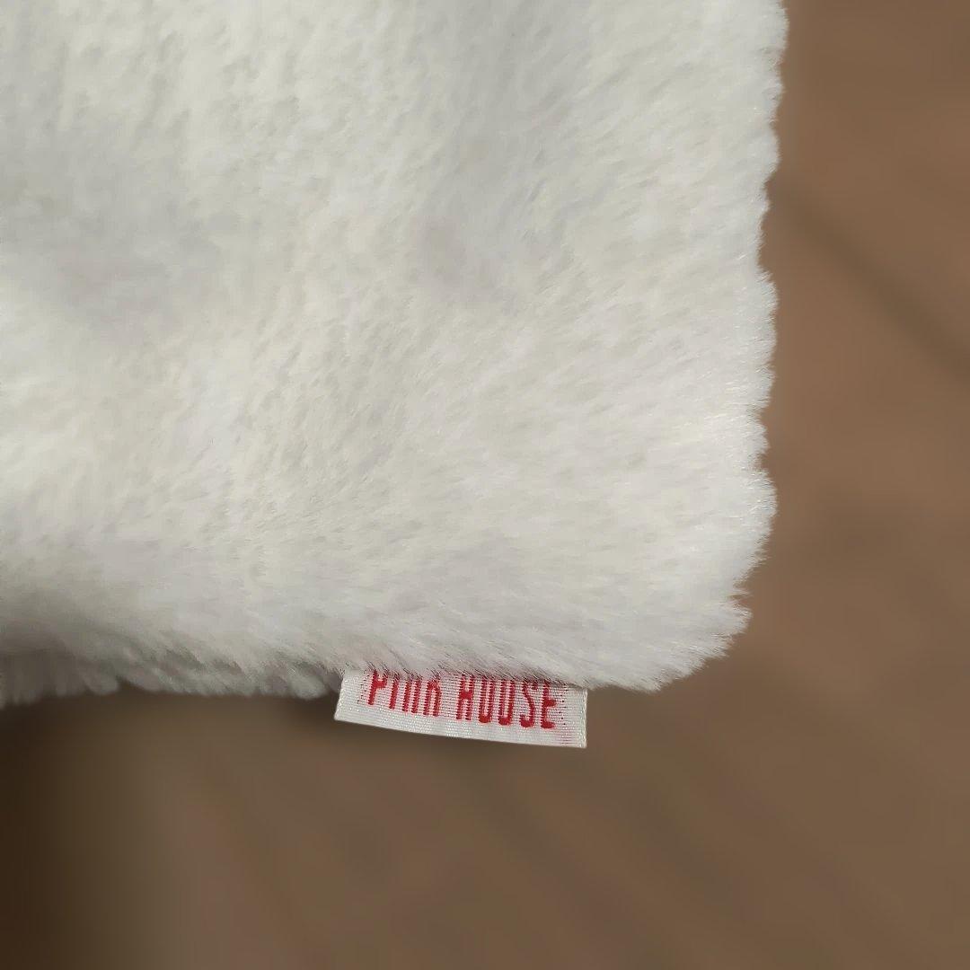 PINK HOUSEフワフワ起毛素材 猫ちゃんホワイトマフラー（未使用、保管