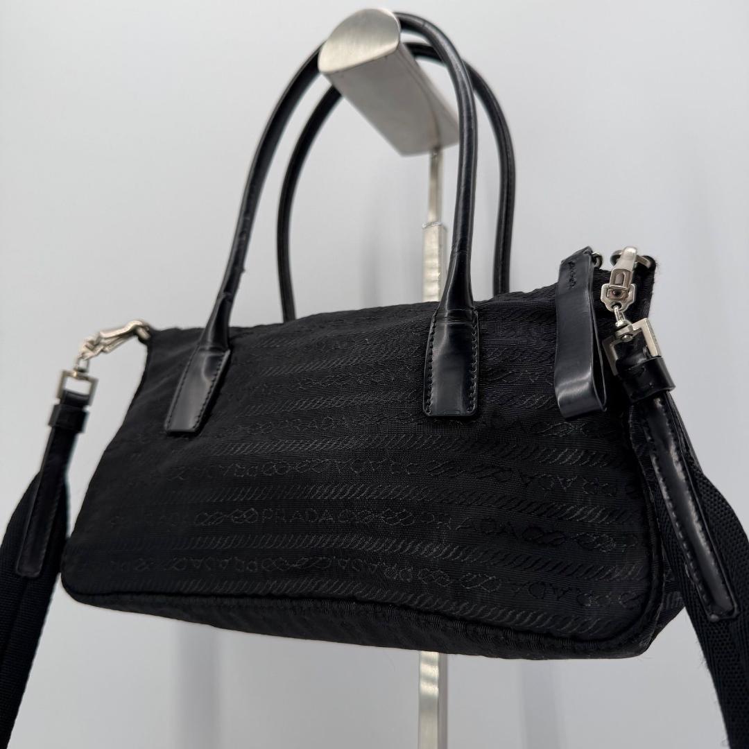15821✨良品✨プラダ 2way ミニ ショルダーバッグ ロゴ総柄 ブラック