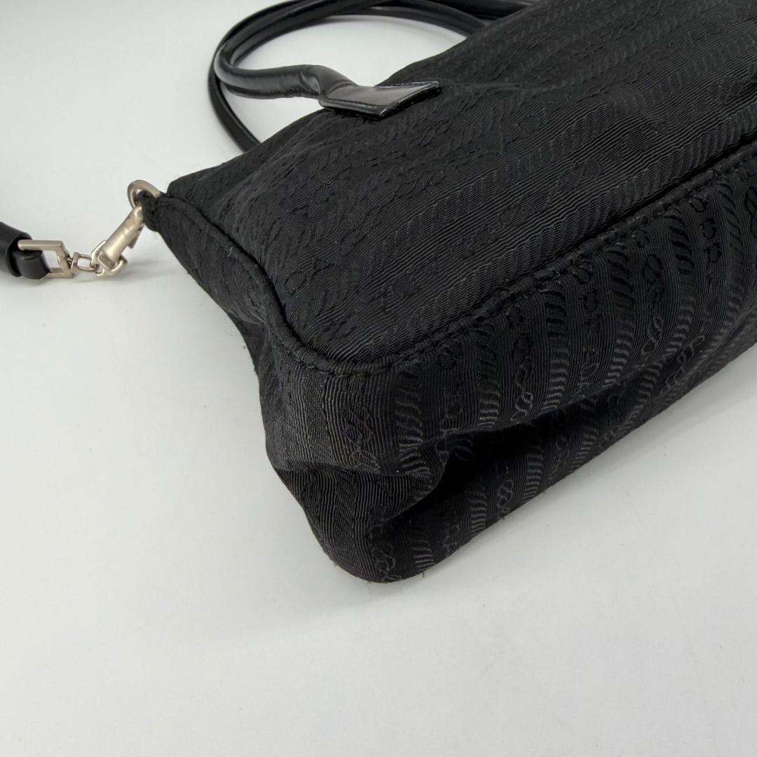 15821✨良品✨プラダ 2way ミニ ショルダーバッグ ロゴ総柄 ブラック