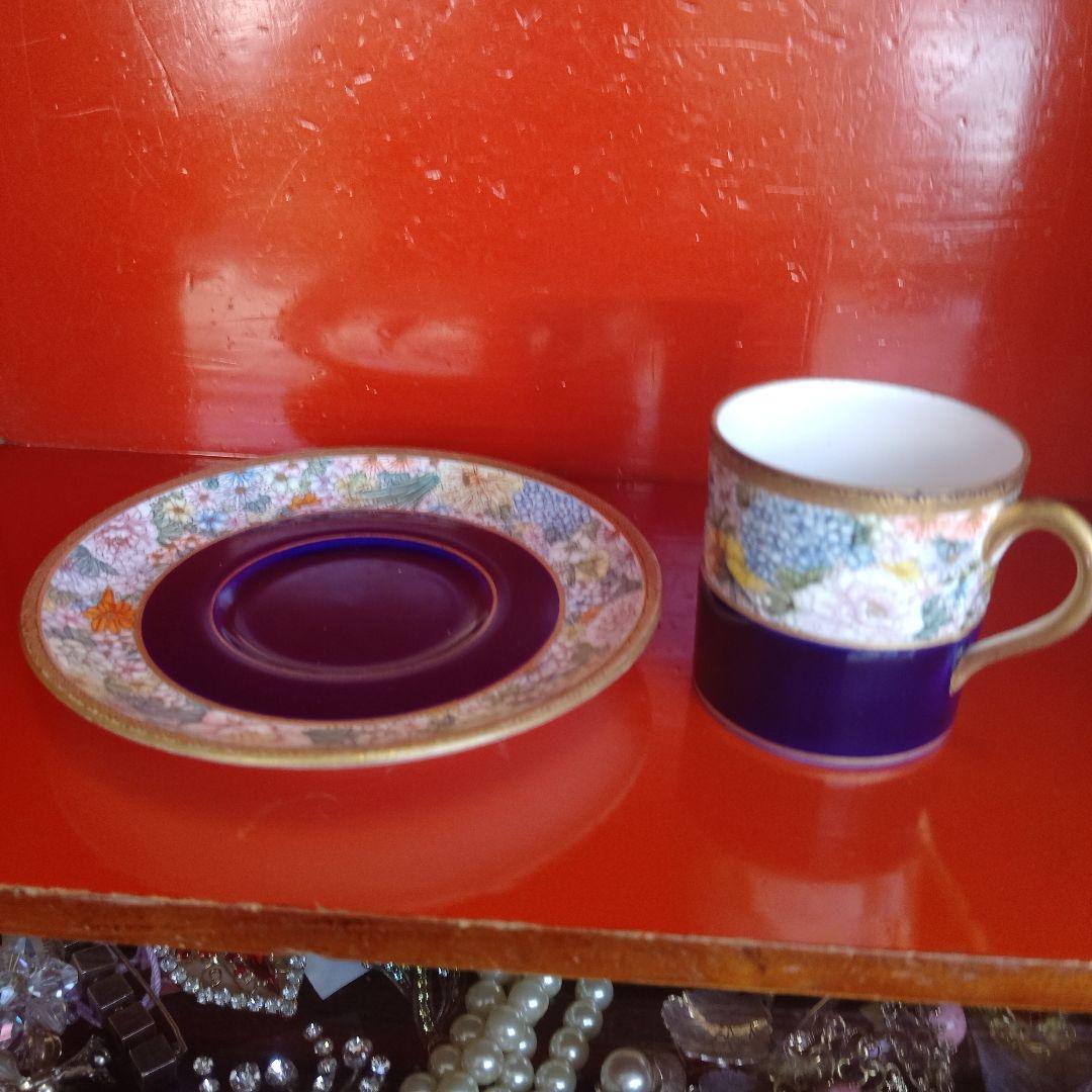 明治時代 京薩摩 錦光山 デミタスカップ ソーサー 1客 里帰り