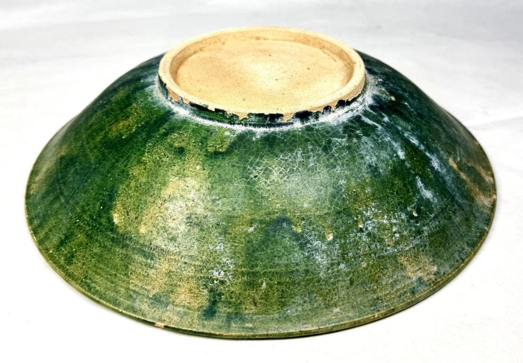 遼時代 遼三彩刻花鳥紋盤 中国古玩 唐物 歴史有る年代物 入手困難WWTT146