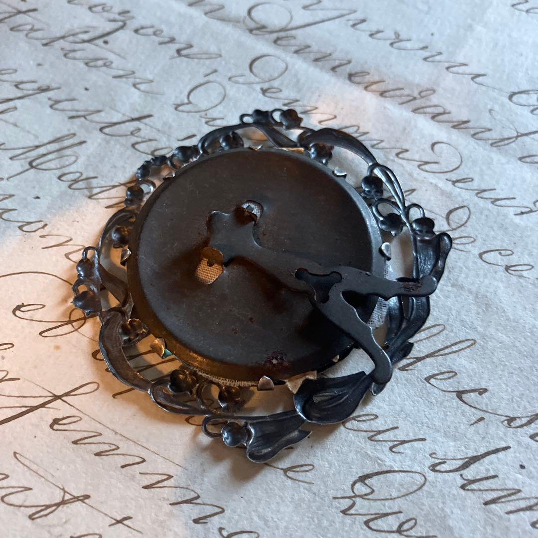 フランスアンティーク鈴蘭フレーム 純銀 シルバー 額装 希少