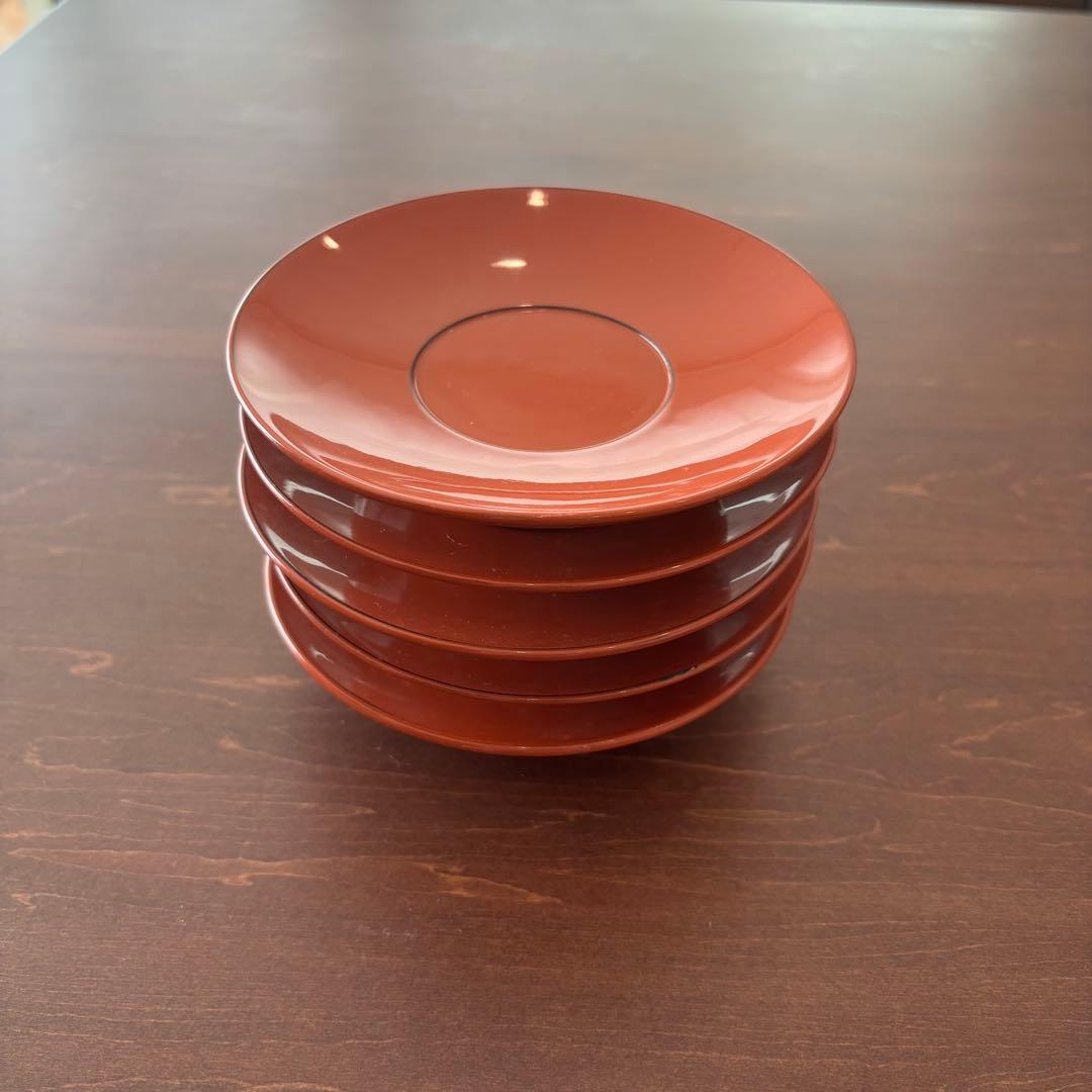 朱色の茶托 5枚セット