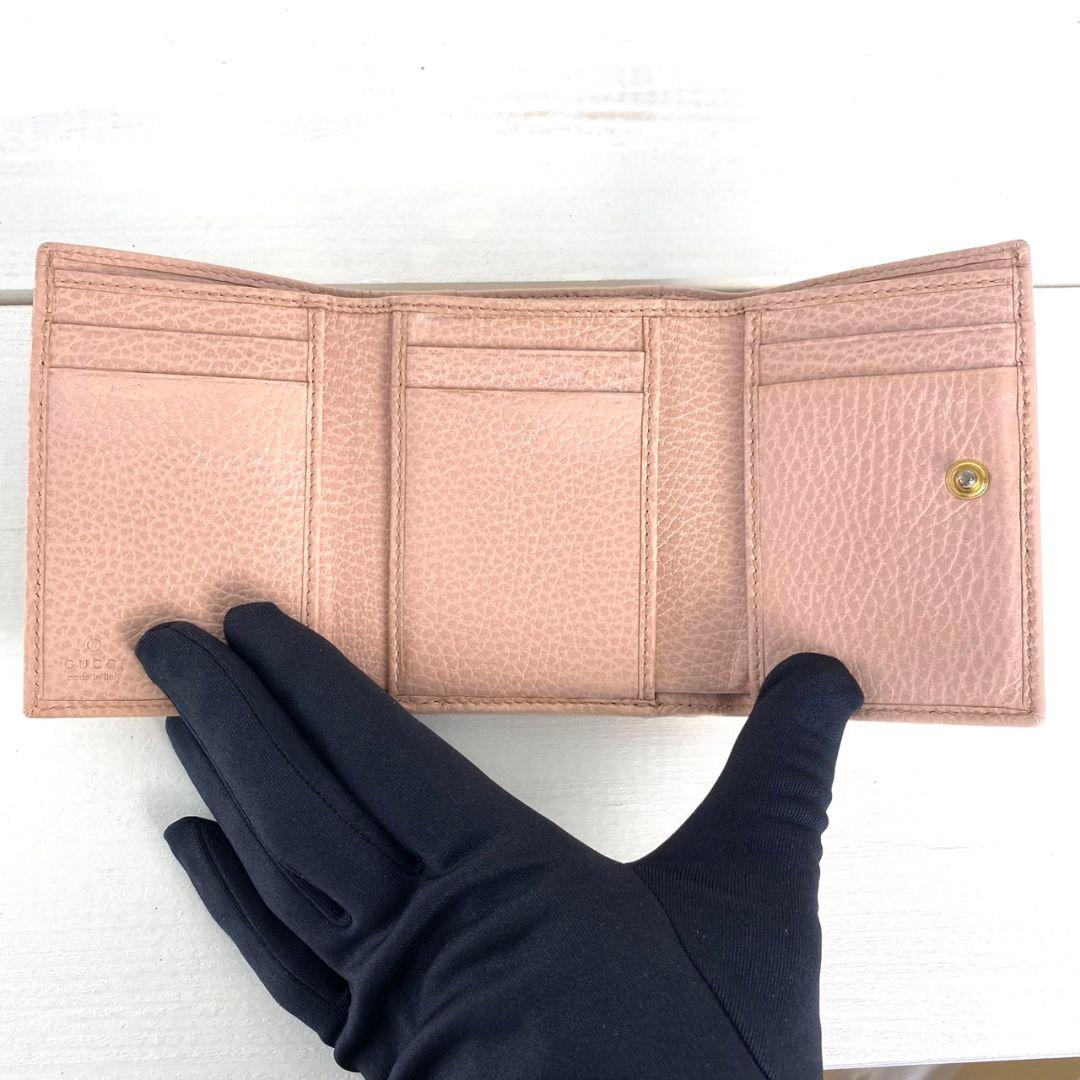 極美品✨️】GUCCI マーモントシボ革 三つ折財布 ダブルホック